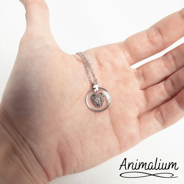 Collier cercle plat cœur cendre
