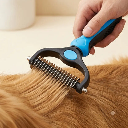 Double-Sided Detangler Comb for Cats and Dogs, Stainless Steel Pet Grooming Tool with Sectioning Comb - Detangles Fur, Brush Fleece, Ideal for Teddy/Poodle Coats, Groomer Tools, Reduces Shed