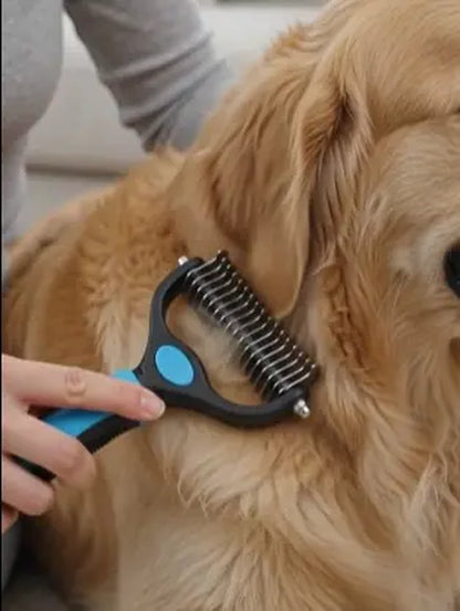 Double-Sided Detangler Comb for Cats and Dogs, Stainless Steel Pet Grooming Tool with Sectioning Comb - Detangles Fur, Brush Fleece, Ideal for Teddy/Poodle Coats, Groomer Tools, Reduces Shed