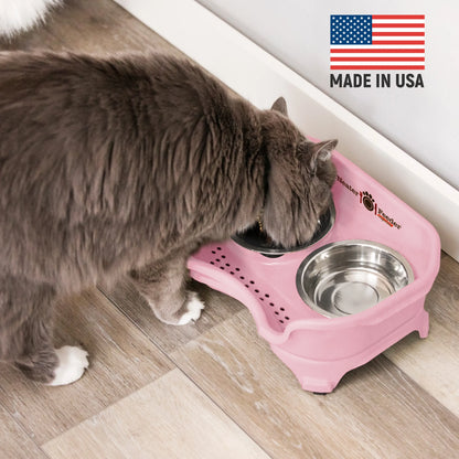 Neater Pets Neater Feeder Express for Cats - Mess Proof Pet Bowls with Raised Walls & Elevated Design for Improved Digestion - Easy to Clean & Top-Rack Dishwasher Safe - Made in the USA