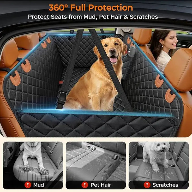Dog Car Seat Cover - Universal Fit, Waterproof Fabric, Scratchproof, Non-Slip, Washable Pet Back Seat Travel Mat for All Seasons