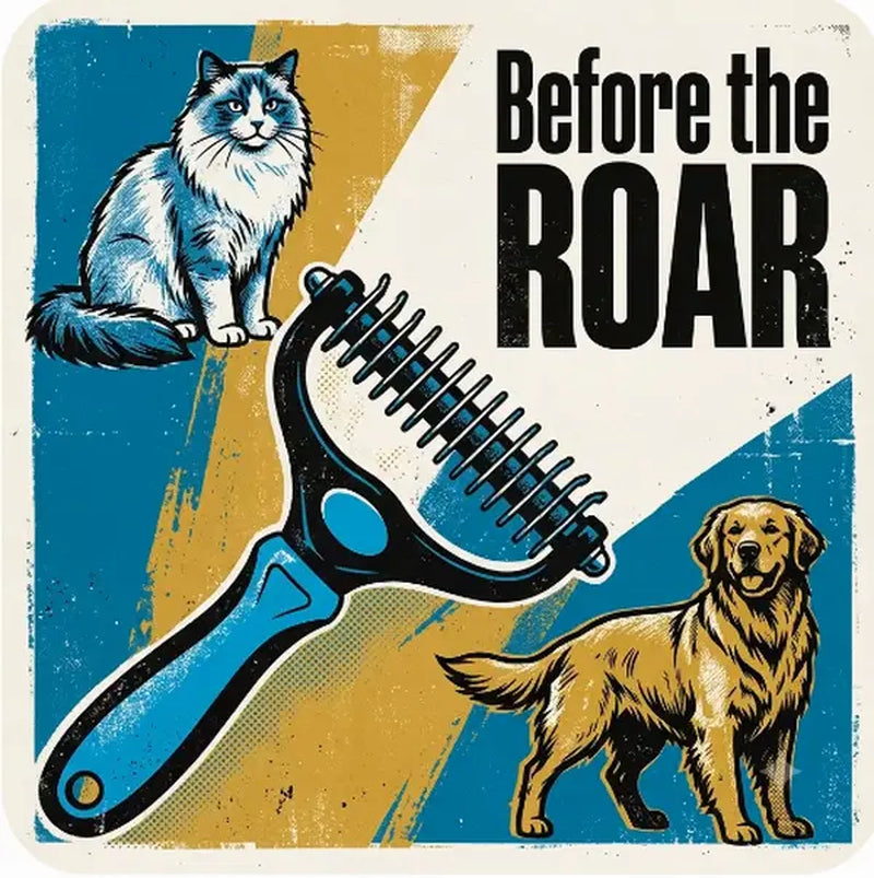 Double-Sided Detangler Comb for Cats and Dogs, Stainless Steel Pet Grooming Tool with Sectioning Comb - Detangles Fur, Brush Fleece, Ideal for Teddy/Poodle Coats, Groomer Tools, Reduces Shed