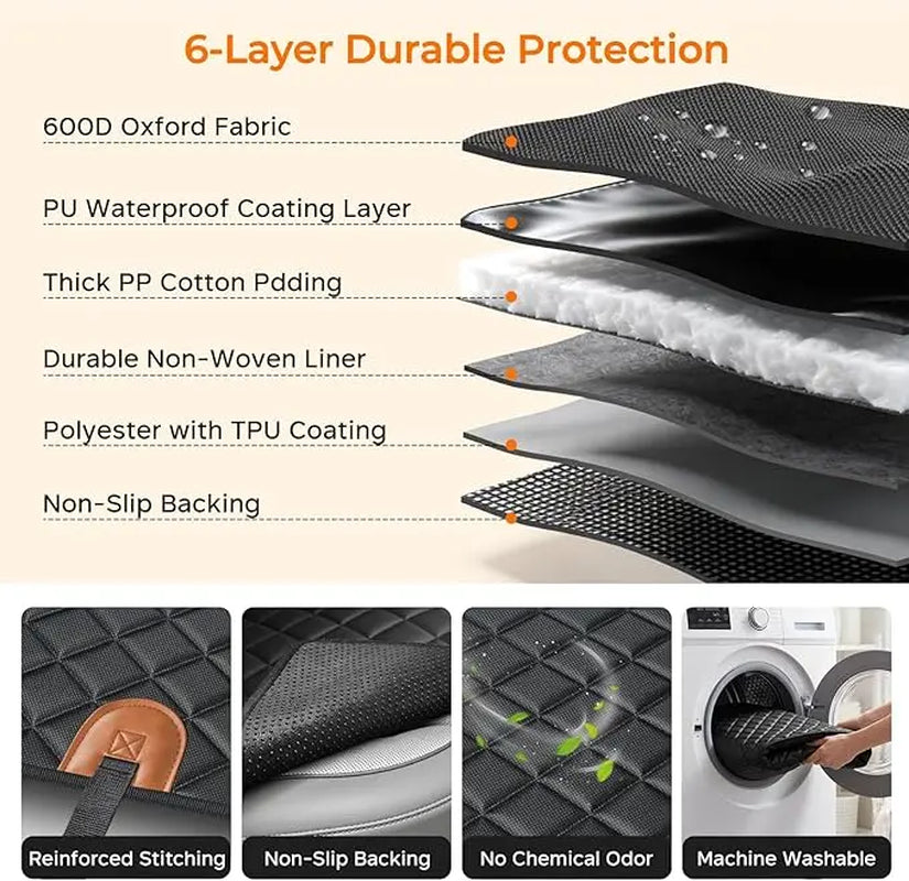 Dog Car Seat Cover - Universal Fit, Waterproof Fabric, Scratchproof, Non-Slip, Washable Pet Back Seat Travel Mat for All Seasons