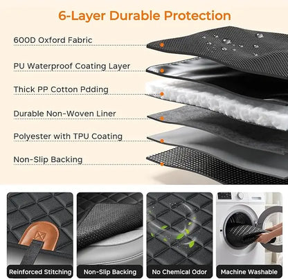 Dog Car Seat Cover - Universal Fit, Waterproof Fabric, Scratchproof, Non-Slip, Washable Pet Back Seat Travel Mat for All Seasons