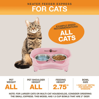 Neater Pets Neater Feeder Express for Cats - Mess Proof Pet Bowls with Raised Walls & Elevated Design for Improved Digestion - Easy to Clean & Top-Rack Dishwasher Safe - Made in the USA