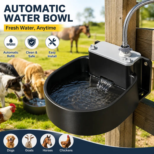 Farmparadise Automatic Dog Water Bowl, Water Dispenser for Dogs, Chicken Waterer for Coop with Float Valve, Filter, Hose & Adapter, Outdoor Livestock Water Bowl for Goats & Horses, Chicken Coop Accessories Tiktokshopbacktoschool