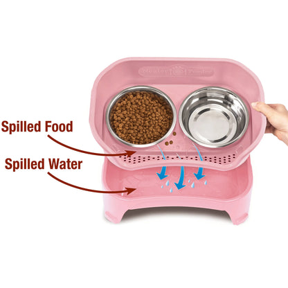 Neater Pets Neater Feeder Express for Cats - Mess Proof Pet Bowls with Raised Walls & Elevated Design for Improved Digestion - Easy to Clean & Top-Rack Dishwasher Safe - Made in the USA