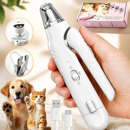 2-In-1 Dog Nail Grinder & Clippers Set with LED Lights - Stainless Steel Grooming Tool for Nail Care, Grind & Clip Safe Trim for Small, Medium, Large Dogs & Cats