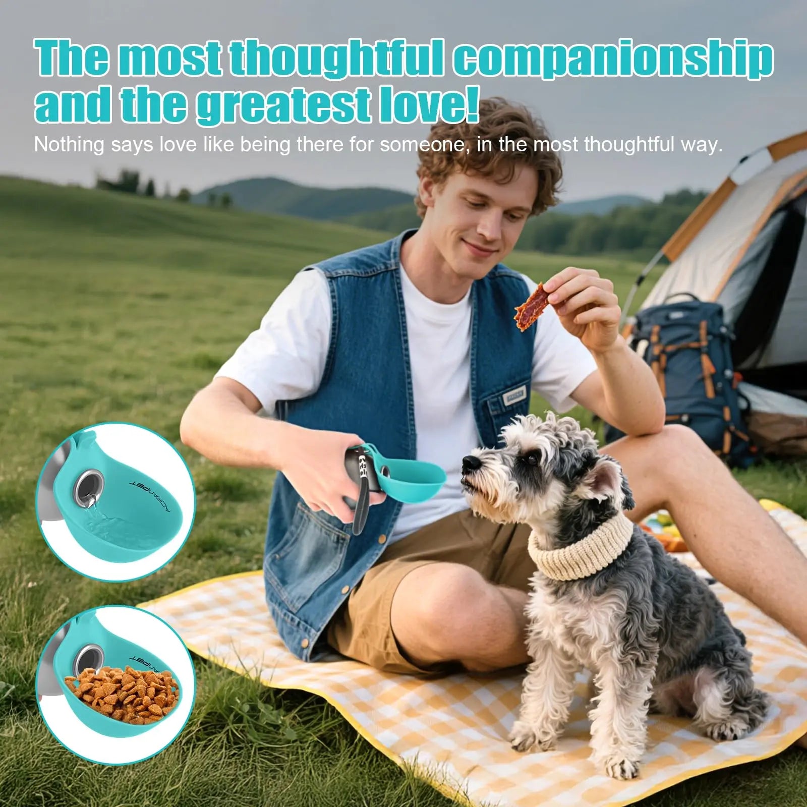Lumikata 2-in-1 Portable Dog Water Bottle and Bowl - 10oz Stainless Steel, Leak-Proof Design for Walking and Travel