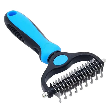 Double-Sided Detangler Comb for Cats and Dogs, Stainless Steel Pet Grooming Tool with Sectioning Comb - Detangles Fur, Brush Fleece, Ideal for Teddy/Poodle Coats, Groomer Tools, Reduces Shed