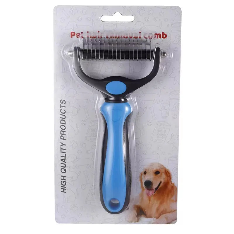 Double-Sided Detangler Comb for Cats and Dogs, Stainless Steel Pet Grooming Tool with Sectioning Comb - Detangles Fur, Brush Fleece, Ideal for Teddy/Poodle Coats, Groomer Tools, Reduces Shed