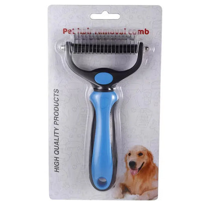 Double-Sided Detangler Comb for Cats and Dogs, Stainless Steel Pet Grooming Tool with Sectioning Comb - Detangles Fur, Brush Fleece, Ideal for Teddy/Poodle Coats, Groomer Tools, Reduces Shed