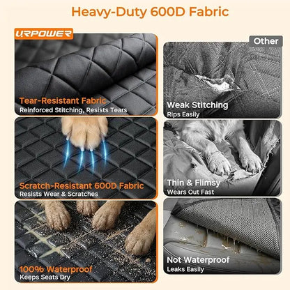 Dog Car Seat Cover - Universal Fit, Waterproof Fabric, Scratchproof, Non-Slip, Washable Pet Back Seat Travel Mat for All Seasons