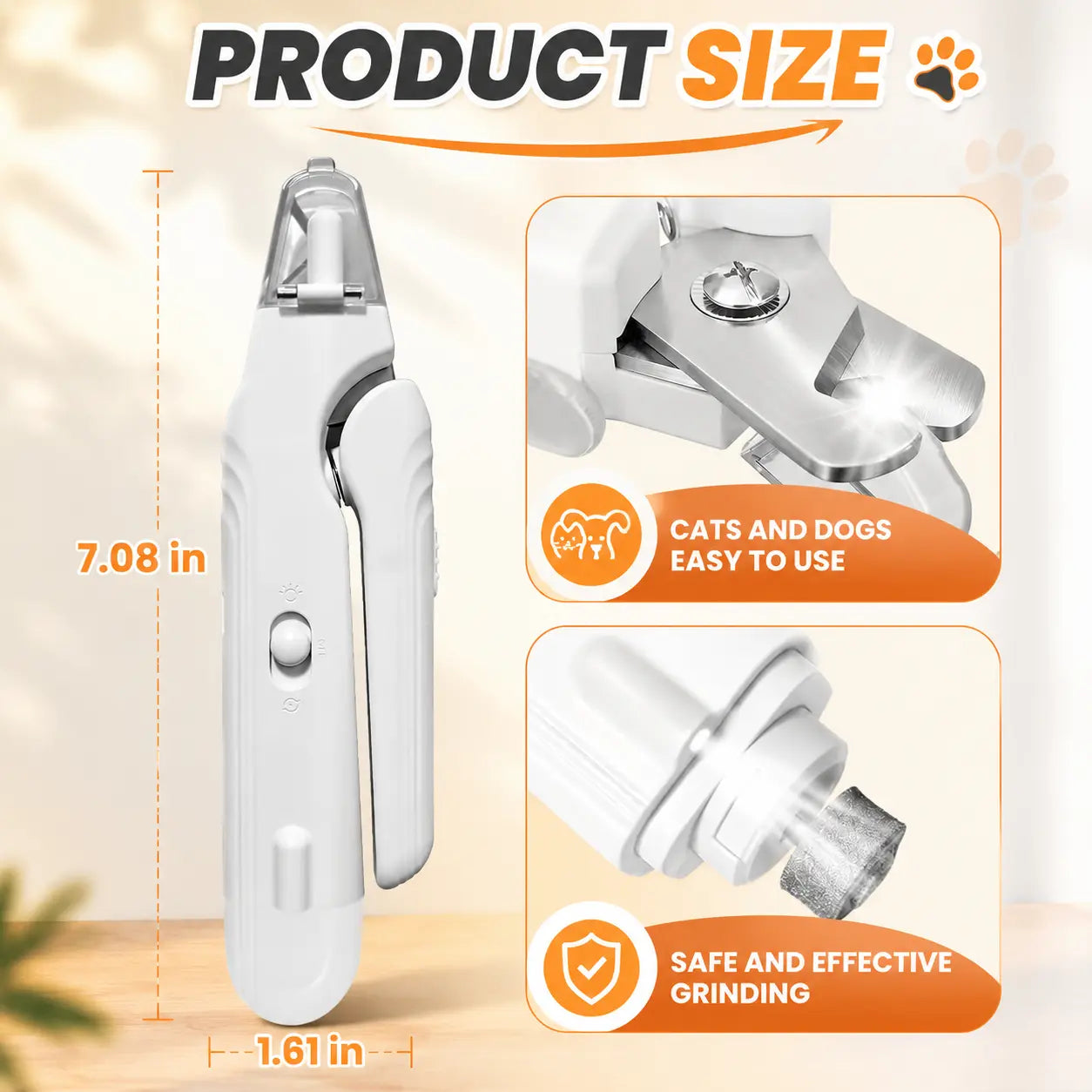 2-In-1 Dog Nail Grinder & Clippers Set with LED Lights - Stainless Steel Grooming Tool for Nail Care, Grind & Clip Safe Trim for Small, Medium, Large Dogs & Cats