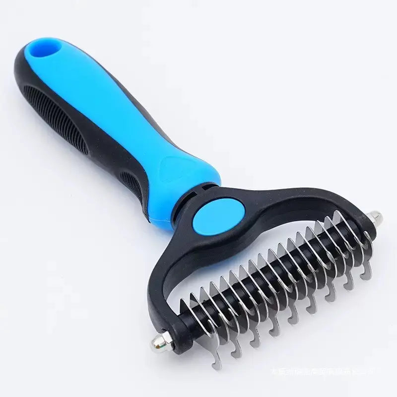 Double-Sided Detangler Comb for Cats and Dogs, Stainless Steel Pet Grooming Tool with Sectioning Comb - Detangles Fur, Brush Fleece, Ideal for Teddy/Poodle Coats, Groomer Tools, Reduces Shed