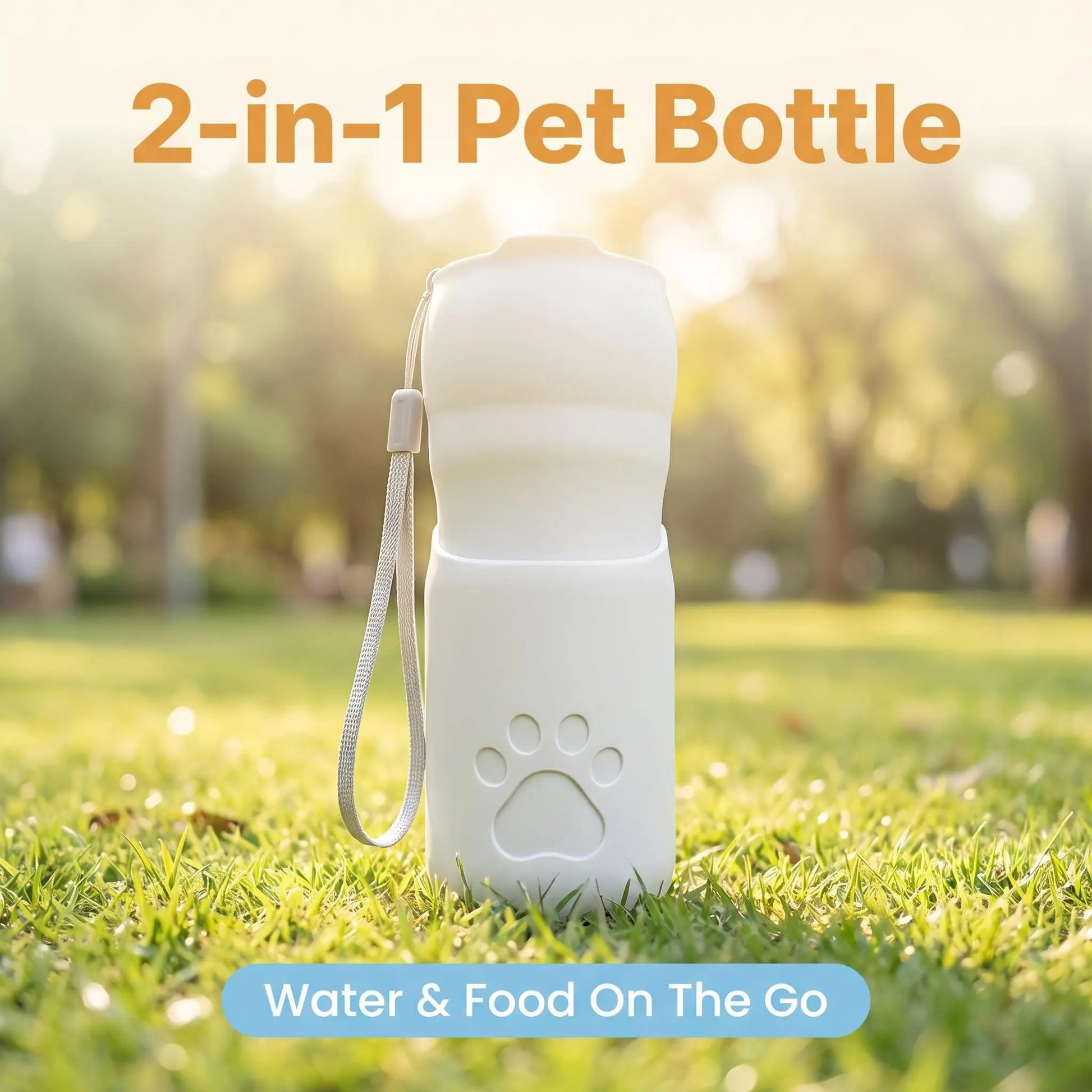 Portable Dog Travel Water Bottle with Food Storage, Leakproof Seal, 1-Touch Dispense, Pet Hydration Aid, Travel Bottle