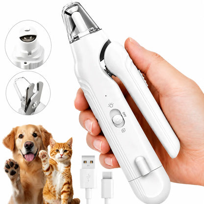 2-In-1 Dog Nail Grinder & Clippers Set with LED Lights - Stainless Steel Grooming Tool for Nail Care, Grind & Clip Safe Trim for Small, Medium, Large Dogs & Cats