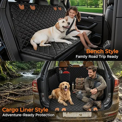Dog Car Seat Cover - Universal Fit, Waterproof Fabric, Scratchproof, Non-Slip, Washable Pet Back Seat Travel Mat for All Seasons