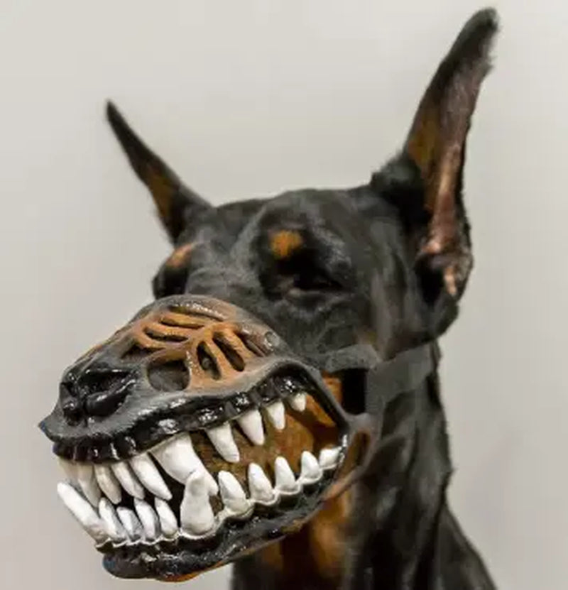 Scary Hell Hound Monster Muzzle for Dogs, Halloween Dog Costume Mask with Realistic Fangs, Natural Latex Pet Accessory with Adjustable Strap