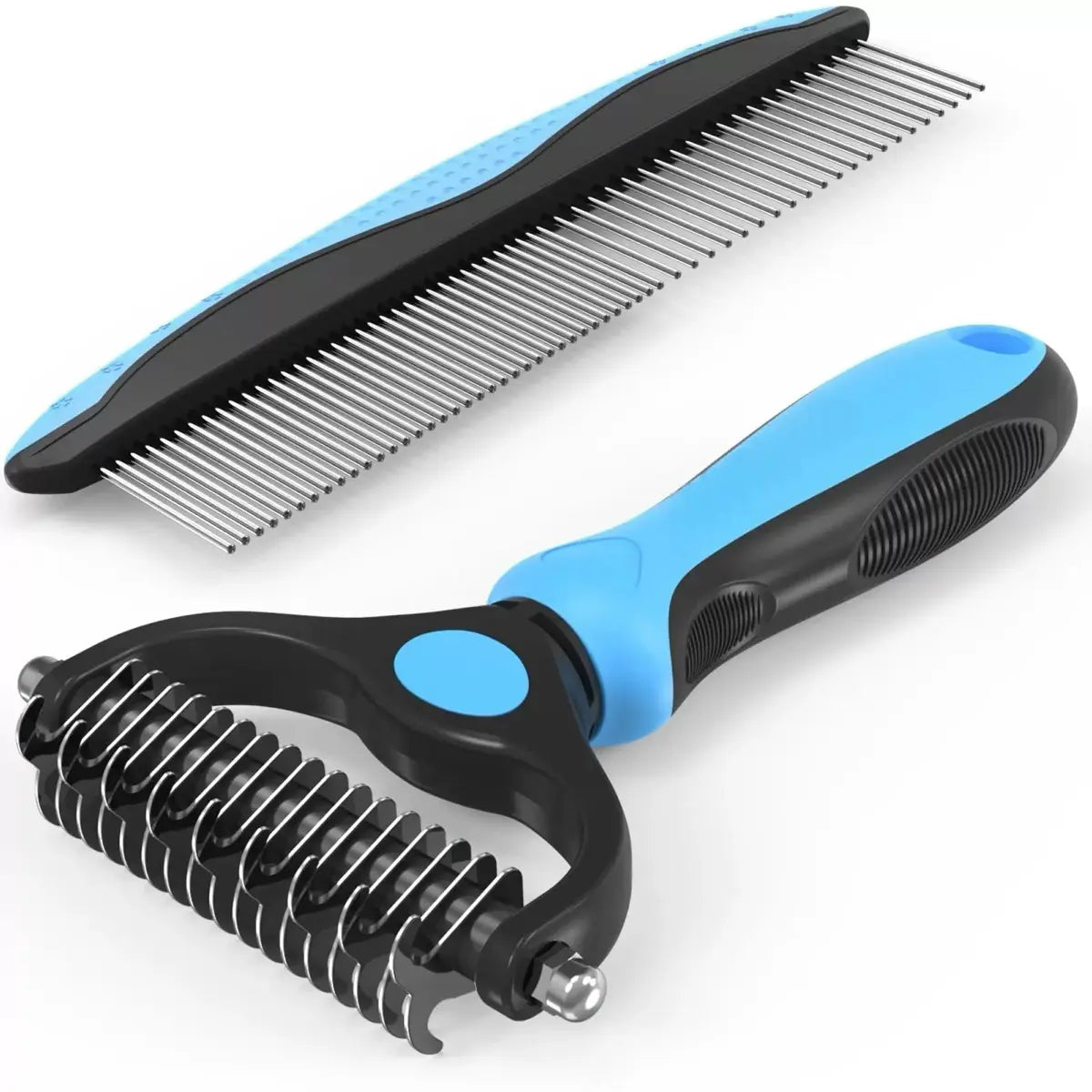 Double-Sided Detangler Comb for Cats and Dogs, Stainless Steel Pet Grooming Tool with Sectioning Comb - Detangles Fur, Brush Fleece, Ideal for Teddy/Poodle Coats, Groomer Tools, Reduces Shed