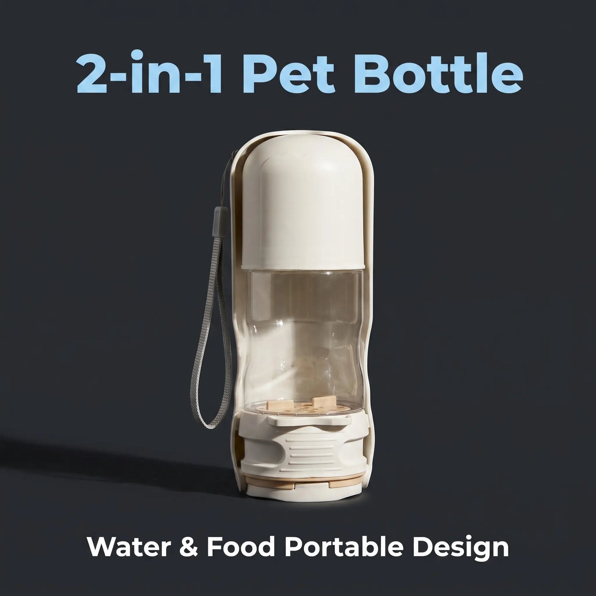 Portable Dog Travel Water Bottle with Food Storage, Leakproof Seal, 1-Touch Dispense, Pet Hydration Aid, Travel Bottle